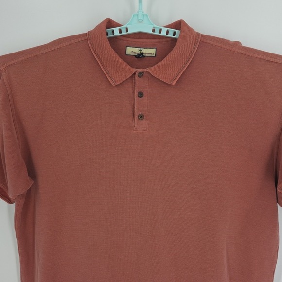 Tommy Bahama Pinstripe Orange Medium Weight SS Shirt 70% Silk 30% Cotton S XXL - Picture 2 of 7